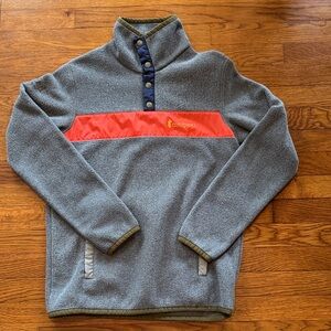 cotopaxi Gray Fleece Zip Pullover with Red Chest Panel